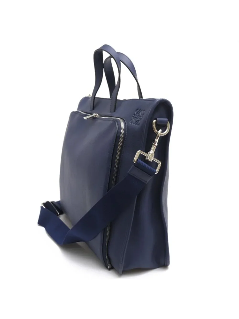 Loewe Briefcase Business Leather Navy 358.29 New Toledo Wide New Anagram